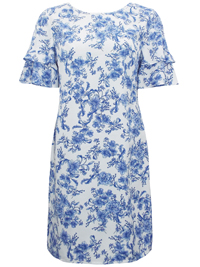 IVORY Floral Print Layered Sleeve Dress - Plus Size 16