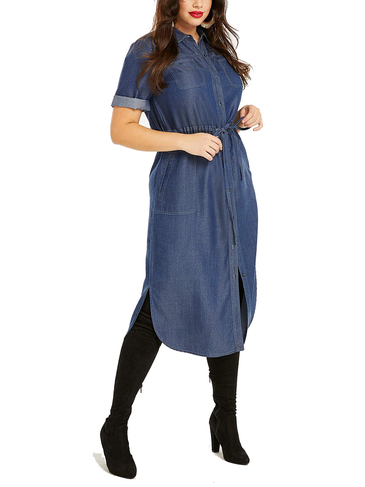 white christmas dresses Simply Sweet Denim Mini Dress S / Denim Dark Wash