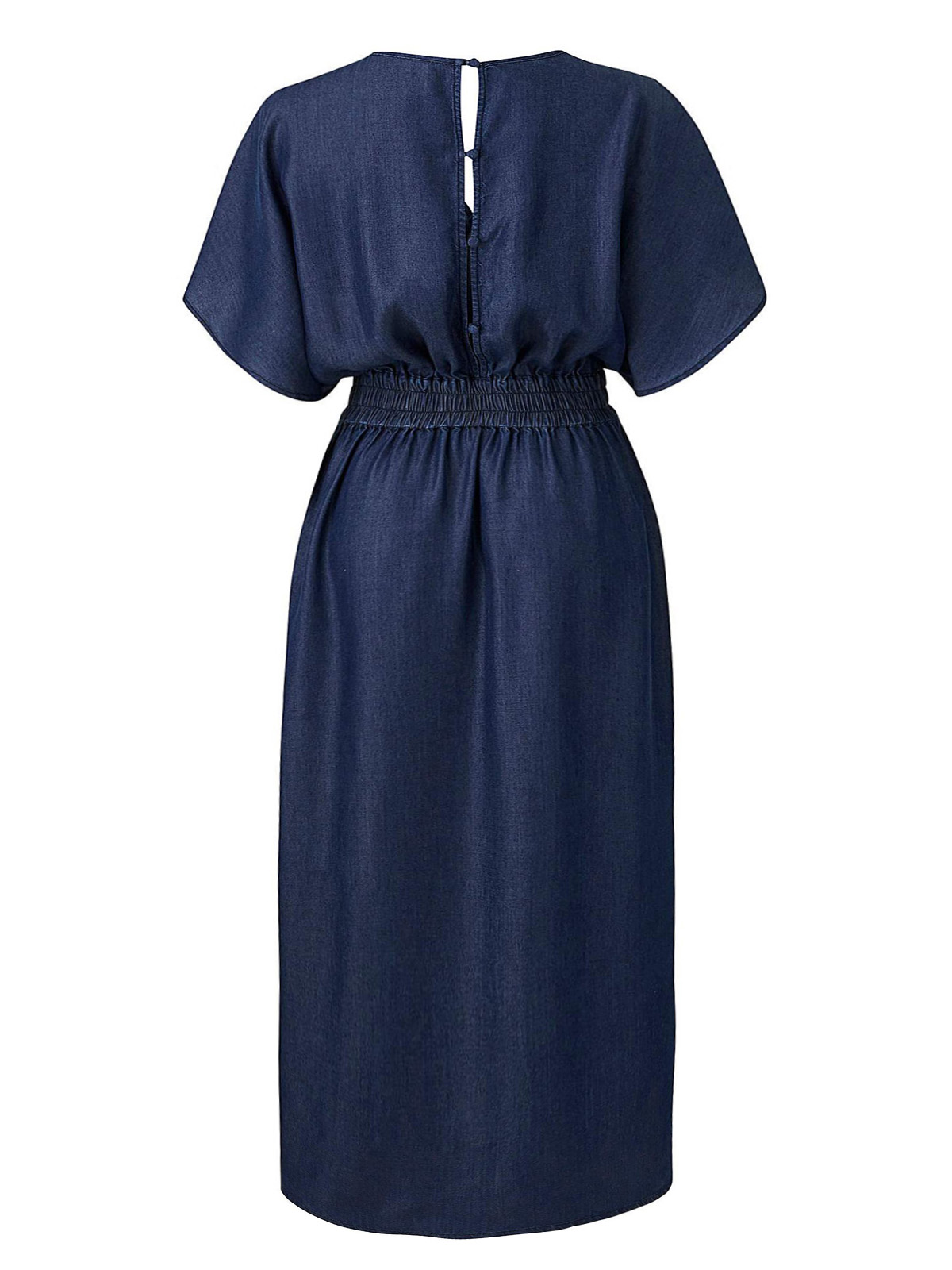 Plus Size wholesale clothing by simply be - - SimplyBe DARK BLUE Soft  Tencel Denim Shirred Waist Maxi Dress - Plus Size 14 to