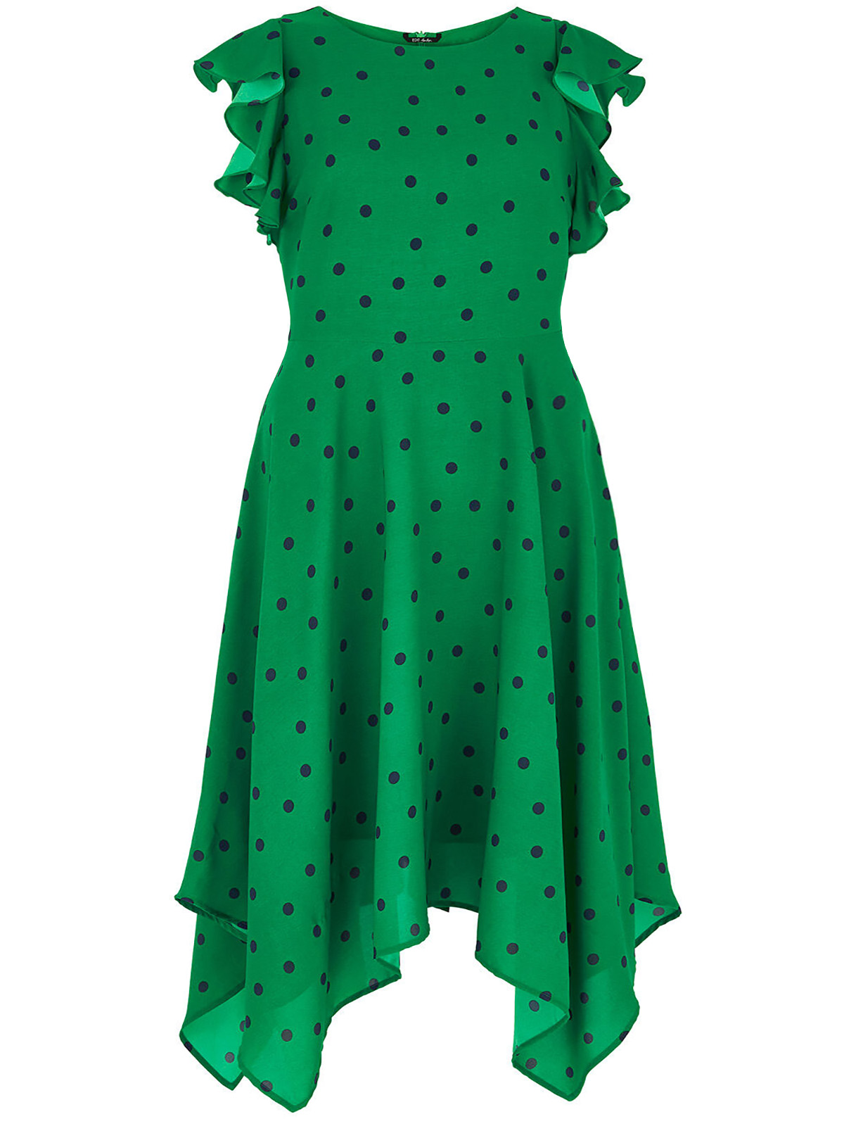 Bonmarch - - Bonmarch GREEN Spotted Hanky Hem Dress - Size 10 to 26