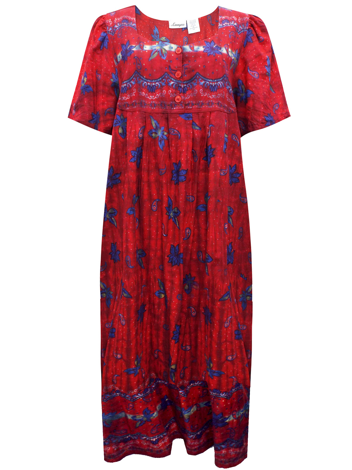 Plus Size Casual Lounge Dresses - - Loungees RED Tie Dye Loose Fit Cotton Pocket Dress - Plus Size 18 to 26/28 (XLar Plus Size Casual Lounge Dresses - - Loungees RED Tie Dye Loose Fit Cotton Pocket Dress - Plus Size 18 to 26/28 (XLar