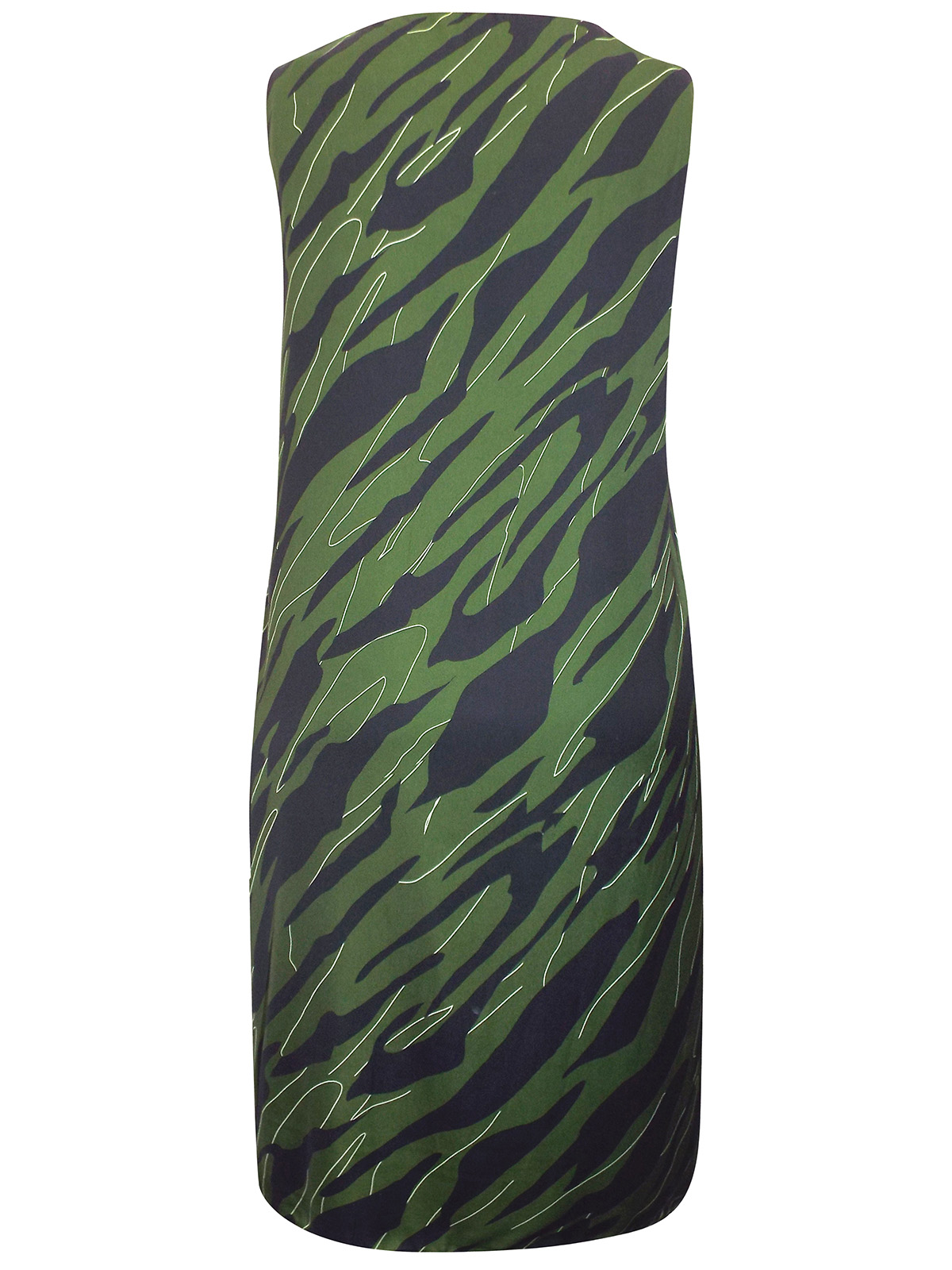 Split Front Plus GREEN Sleeveless Printed Split Front Dress - Plus Size 16 to 30/32