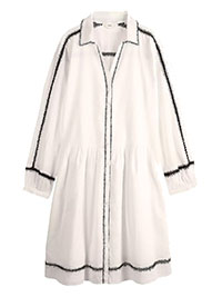 WHITE Lima Embroidered Shirt Dress - Size 6 to 16