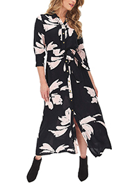 JD Williams BLACK Floral Print Maxi Shirt Dress - Plus Size 12 to 20