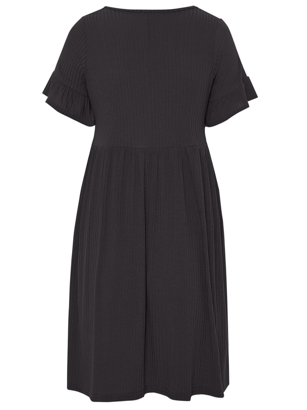 CURVE - - Curve BLACK Ribbed Flare Sleeve Smock Dress - Plus Size 14 to ...