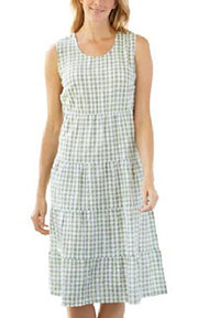 WW SAGE Cotton Seersucker Empire Tiered Dress - Plus Size 18 to 20 (US 16W to 18W)