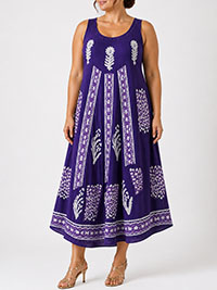 PURPLE Matik Print Sequin Embellished Umbrella Midi Dress - Size 8/10 to 20 (S to XL)