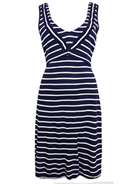 NAVY Sleeveless Striped Frill Jersey Dress - Size 8 to 14