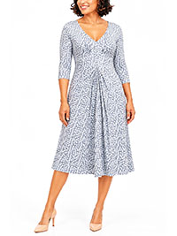 GREY Blue Printed Jersey Midi Dress - Size 10 to 18 (XS to L1)