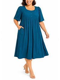 TEAL Sweetheart Neckline Full Sweep Short Lounge Dress - Plus Size 16/18 to 40/42 (US M to 5X)