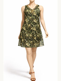 GREEN Camo Print Embellished Sleeveless Dress - Plus Size 12 to 22 (M to 3X)