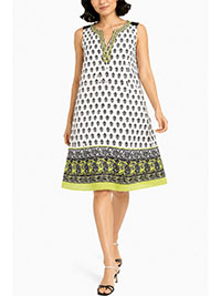 IVORY Border Print Embellished Shift Dress - Plus Size 12 to 22 (US M to 3X)