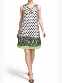 IVORY Border Print Embellished Shift Dress - Plus Size 12 to 22 (US M to 3X)