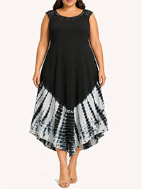 BLACK Embroidered Tie Dye Umbrella Dress - Plus Size 20 to 24 (1X to 3X)