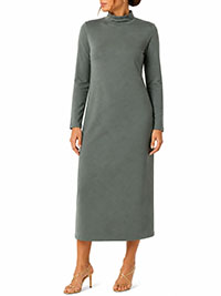 DEEP-SAGE High Neck Jersey Midi Dress - Size 10/12 to 26/28 (EU 36/38 to 52/54)
