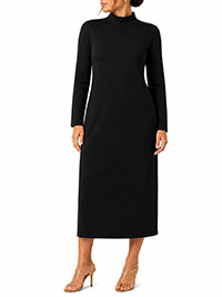 BLACK High Neck Jersey Midi Dress - Size 10/12 to 26/28 (EU 36/38 to 52/54)