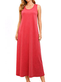 SALMON Pure Cotton Side Split Maxi Dress - Size 10 to 18 (US S to XL)