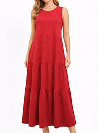 RED Pure Cotton Tiered Maxi Dress - Size 8 to 22 (US XS to 2X)