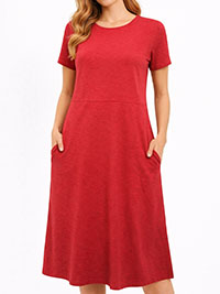 RED Pure Cotton Pocket Swing Dress - Size 10 (US S)