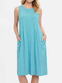 AQUA Pure Cotton Sleeveless Pocket Swing Dress - Size 8 to 18 (US XS to XL)