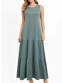 KHAKI Pure Cotton Tiered Maxi Dress - Size 10 to 28/30 (US S to 4XL)