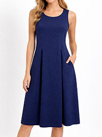 NAVY Pure Cotton Sleeveless Pocket Swing Dress - Size 8 to 24/26 (US XS to 3X)