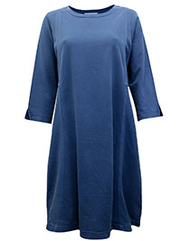 BLUE Pure Cotton Sweatshirt Dress - Size 10 to 22 (US S to 2X)