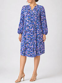 BLUE Print Button Through Dress - Size 8 to 20