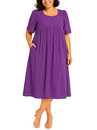 MAGENTA Sweetheart Neckline Full Sweep Short Lounge Dress - Plus Size 16/18 to 36/38 (M to 4X)