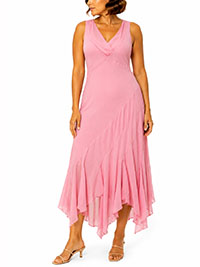 Blushed PINK Sleeveless Asymmetric Ruffle Dress - Size 4 to 18
