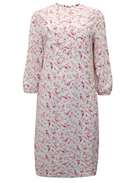 PINK Bird Print Yoke Detail Dress - Size 8 to 16