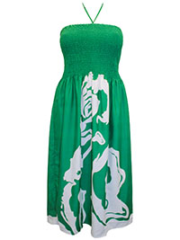 GREEN Printed Halterneck Midi Beach Dress - Fits Size 14 to 18 (Onesize)