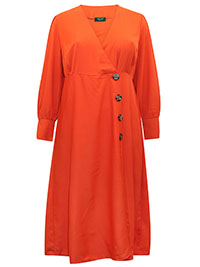 RED Asymmetric Wrap Button Tea Dress - Plus Size 18