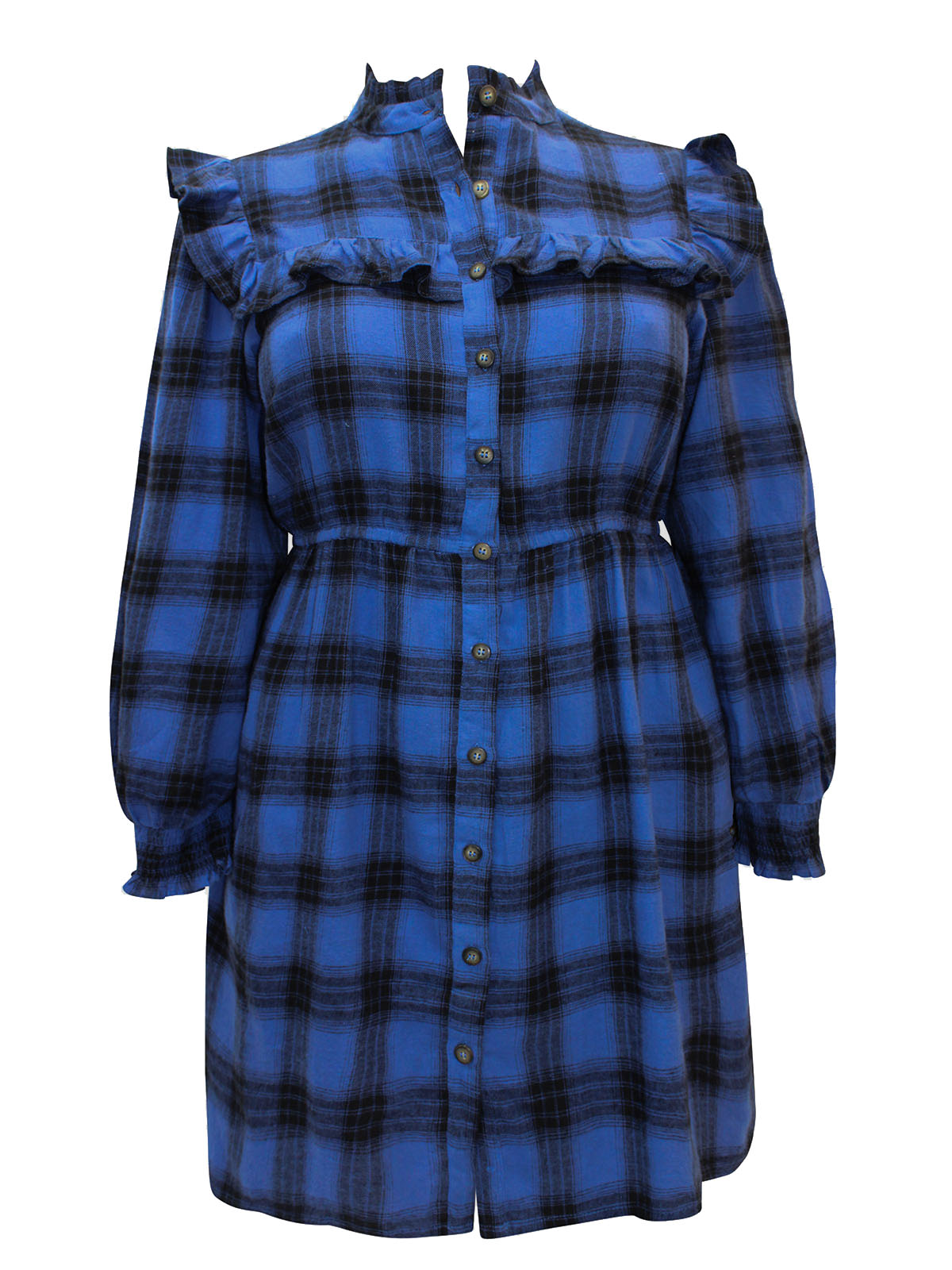 Plus Size wholesale clothing by simply be - - BLUE Check Button Through ...