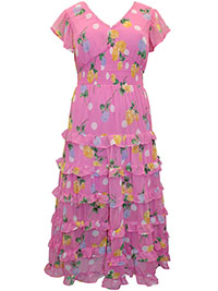 PINK Beautiful Floral Tiered Maxi Dress - Plus Size 16 to 20