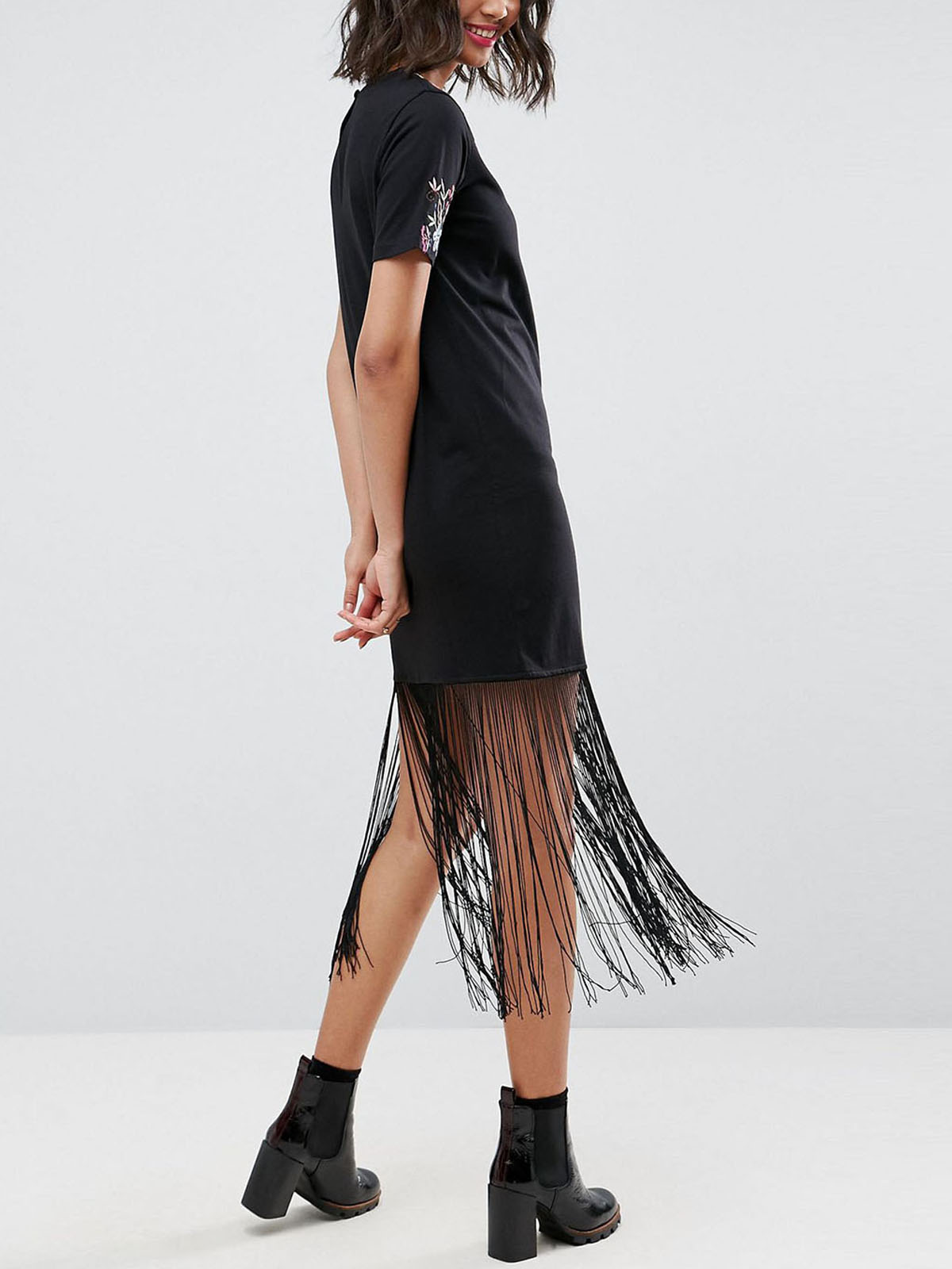 spiked black dress Widow Sword Charm Keyhole Spiked Mini Dress