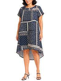 Curve NAVY Patchwork Short Sleeve Tunic Dress - Plus Size 16 to 30/32