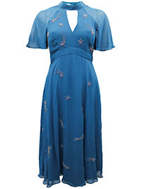 DARK-TEAL Shooting Star Embellished Midi Dress - Size 8