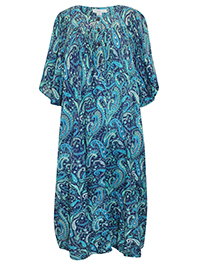 BLUE Crinkled Button-Front Patio Dress - Plus Size 18.20 to 22/24 (US XL to 2X)
