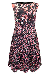 FC-UK PURPLE Sleeveless Printed Fit & Flare Dress - Size 8 to 16