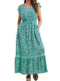 JB GREEN Leopard Print BoHo Charm Lace Maxi Dress - Plus Size 14 to 32