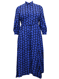 BLUE Tie Waist Midi Shirt Dress - Plus Size 14 to 30