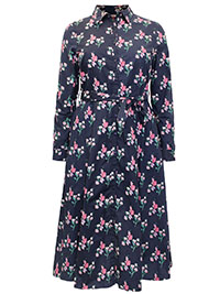 JB NAVY Floral Floral Belted Full Shirt Dress - Plus Size 16 to 22