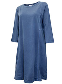 BLUE Pure Cotton Sweatshirt Dress - Size 10 to 22 (US S to 2X)
