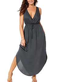 CHARCOAL Tenley Surplice Cover Up Maxi Dress - Size 24/26 (US 22/24)