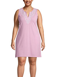 PINK Pure Cotton Sleeveless Embroidered Dress - Size 8 to 20 (US XS to XL)