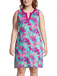 PURPLE Pure Cotton Sleeveless Printed Dress - Size 8 to 20 (US XS to XL)