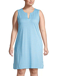 BLUE Pure Cotton Sleeveless Gingham Check Dress - Size 8 to 28/30 (US XS to 3X)