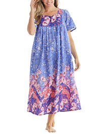 BLUE Border Short Lounger Dress - Plus Size 16/18 to 40/42 (M to X)