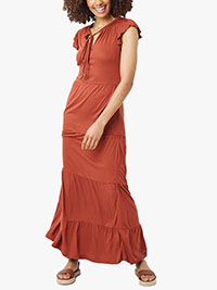 FF MID-ORANGE Suki Beaded Tie Jersey Maxi Dress - Size 6 to 10
